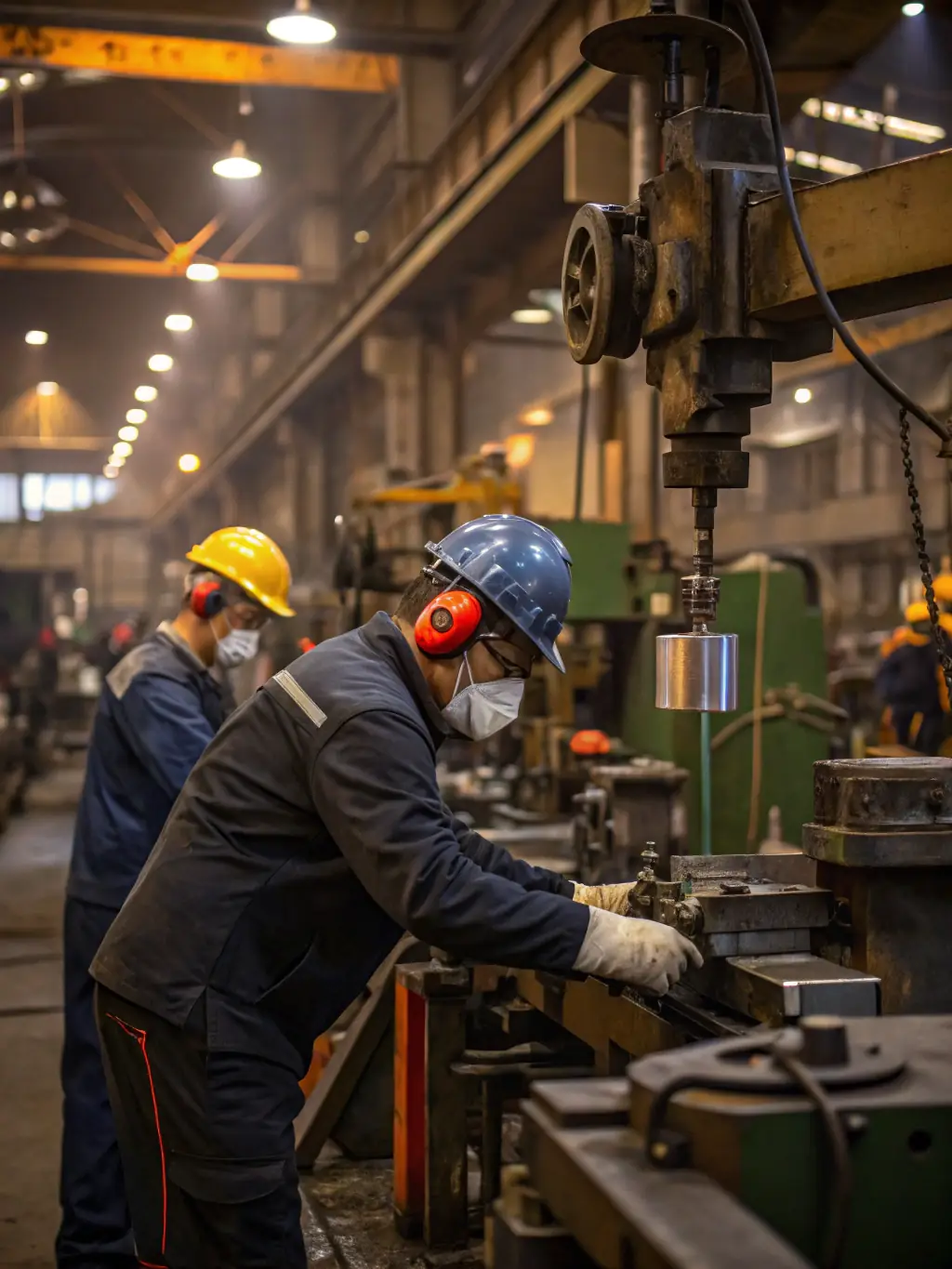 A manufacturing plant floor with automated machinery and workers overseeing operations, illustrating Simple Layer IT's support for manufacturing.
