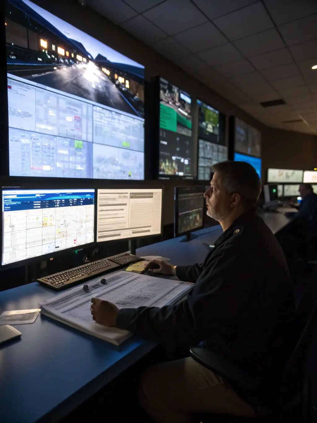 An image showing a professional IT technician monitoring network servers and infrastructure, ensuring optimal performance and security for a small business network.